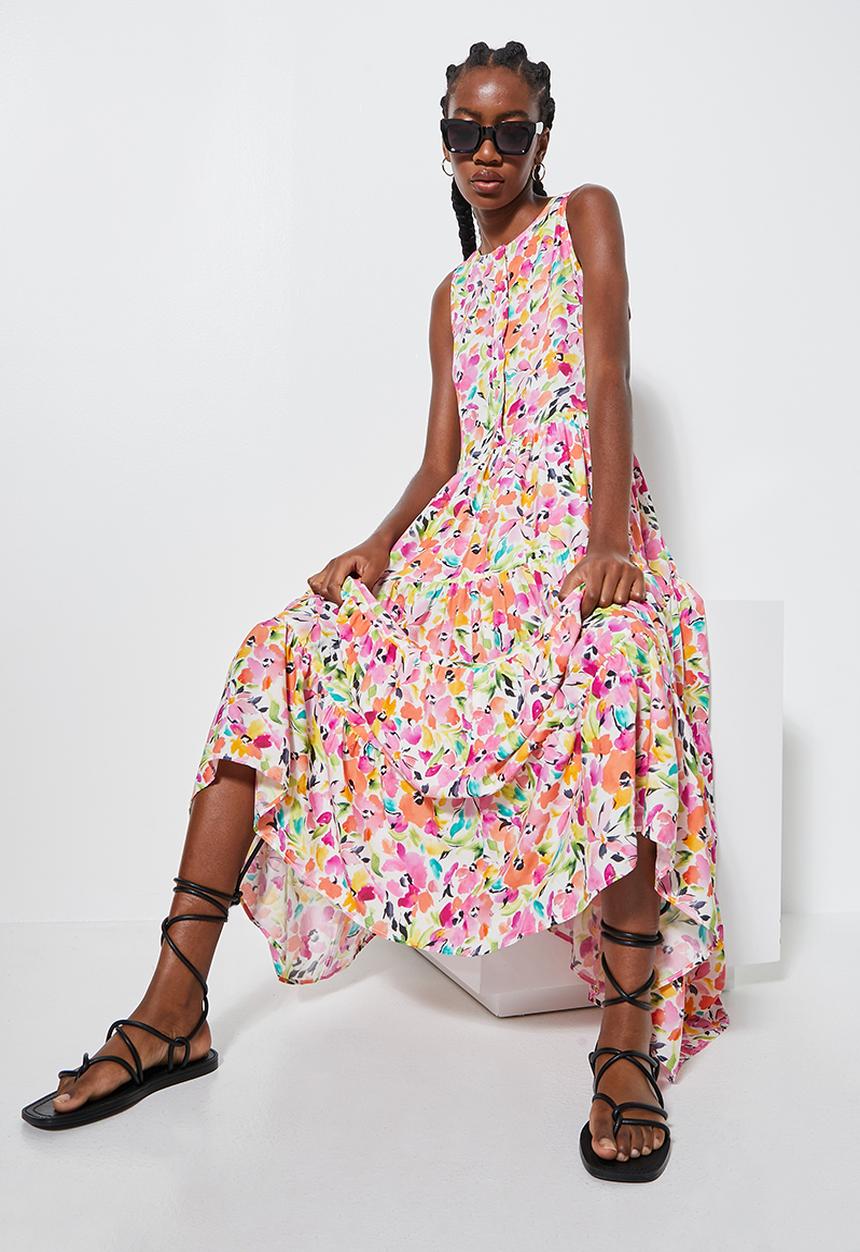 Superbalist - Placket detail tiered dress - multi