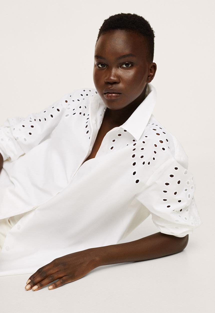 MANGO - Shirt trock - white