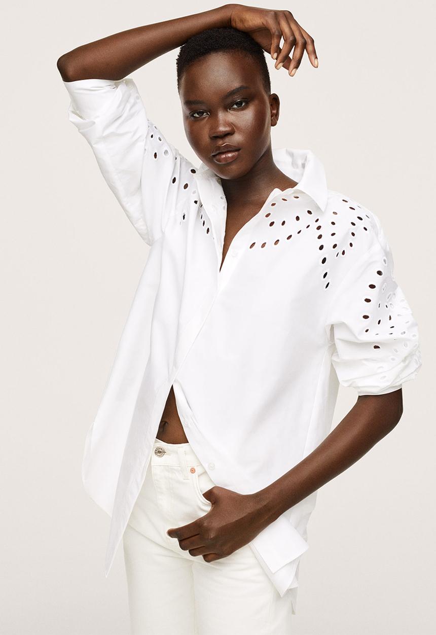 MANGO - Shirt trock - white