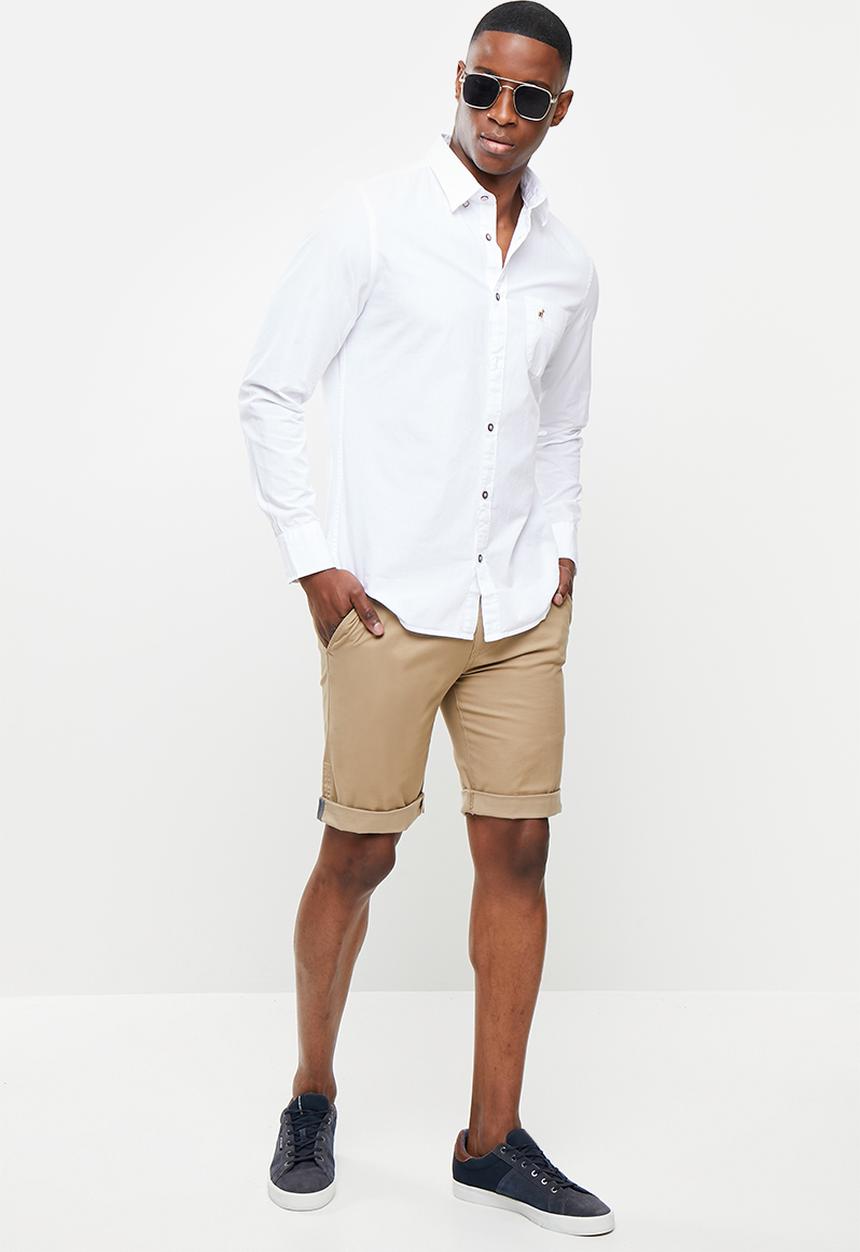 POLO - Jason long sleeve signature shirt - white