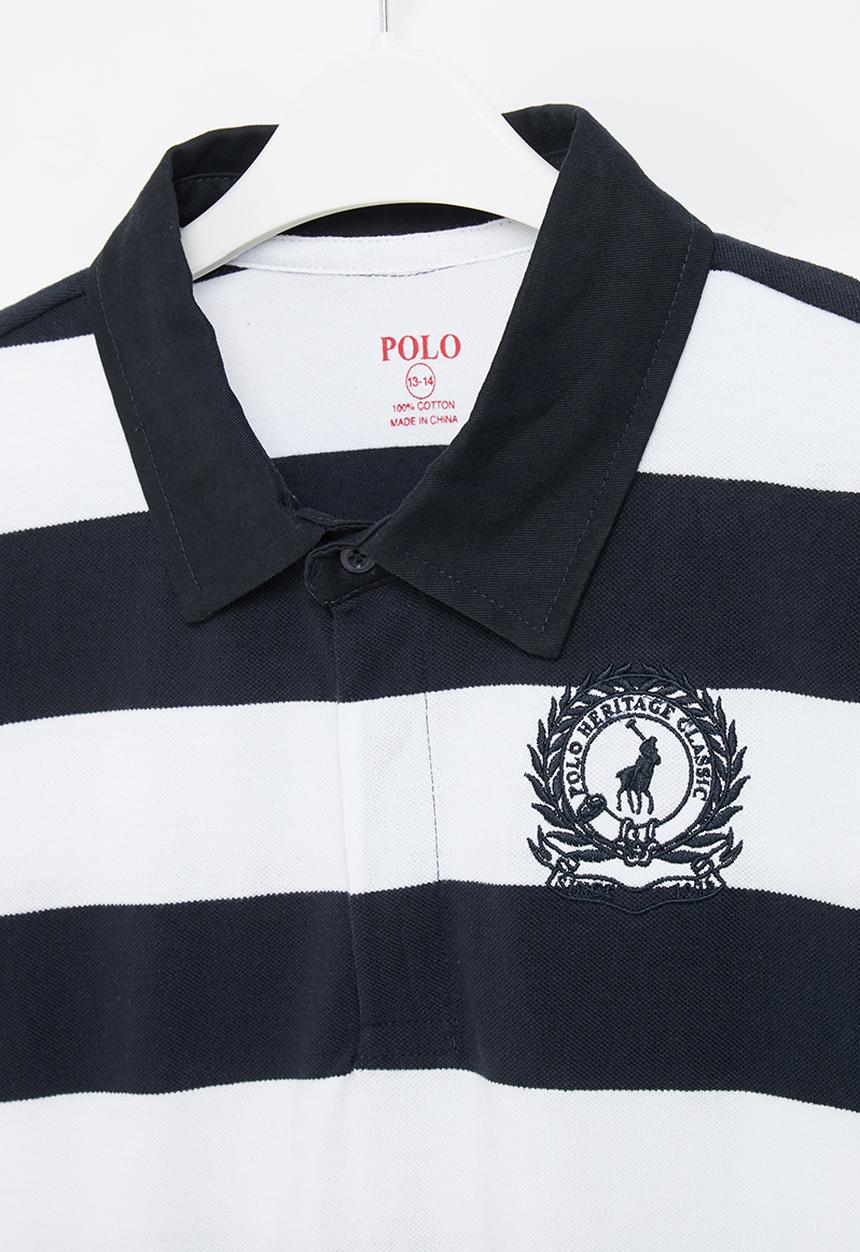 POLO - Boys robert striped golfer - navy