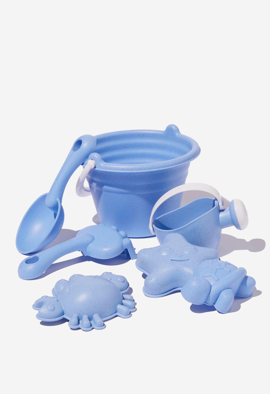 Cotton On - Wheat straw beach set - dusk blue