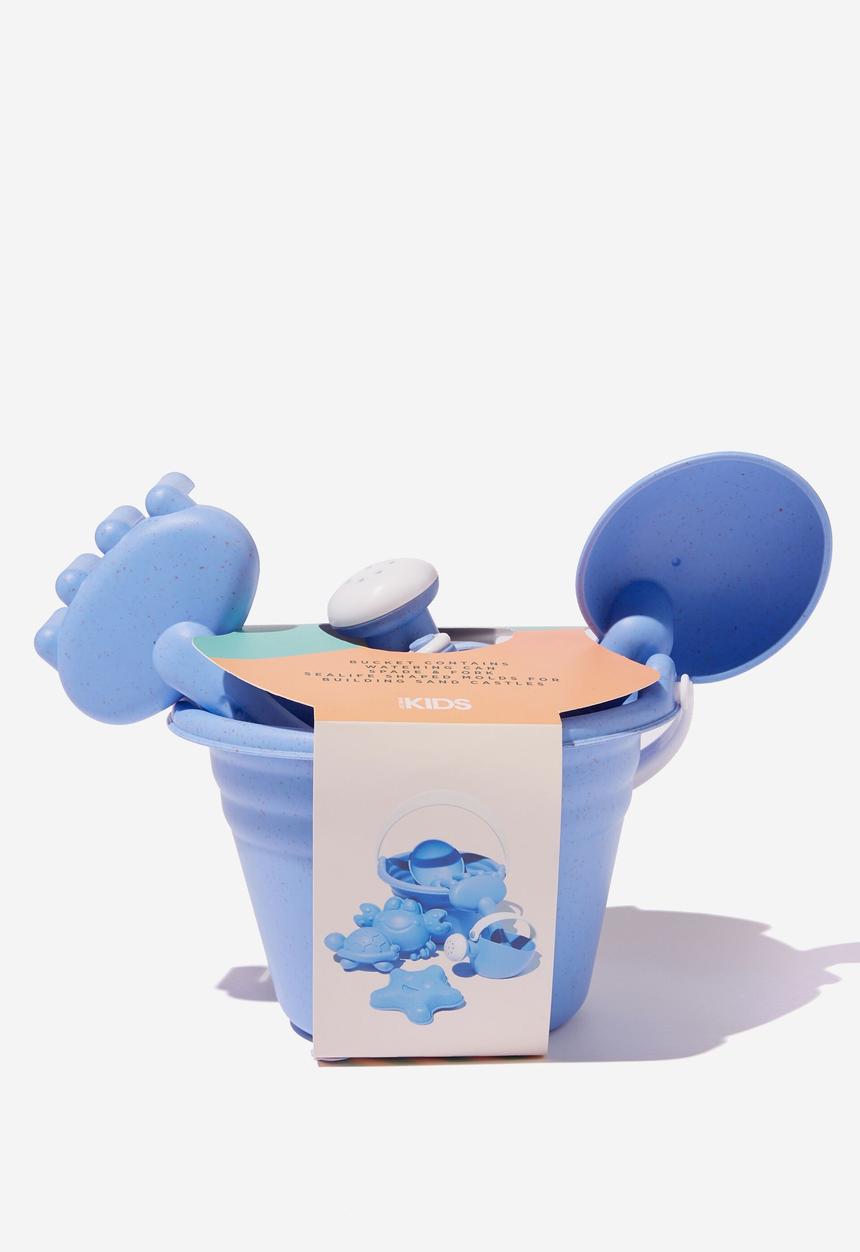 Cotton On - Wheat straw beach set - dusk blue