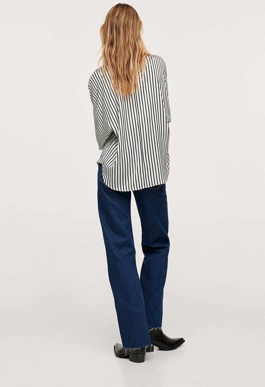 MANGO - Shirt lineas - white & black 