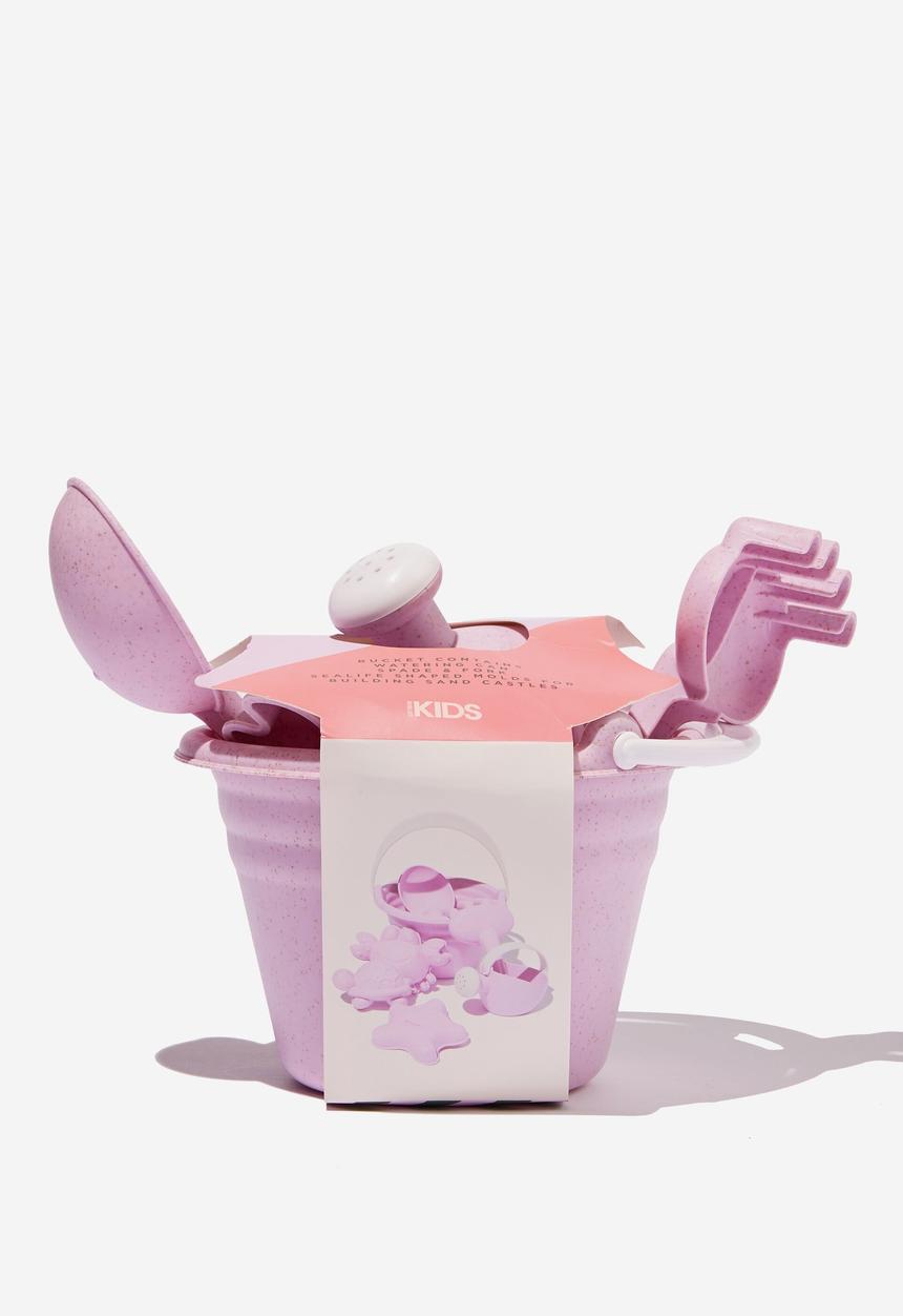 Cotton On - Wheat straw beach set - pale violet