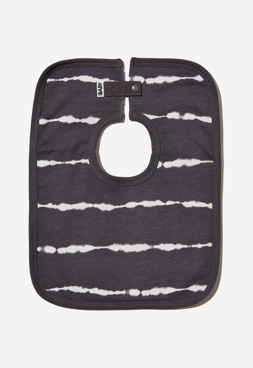 Cotton On - The square bib - rabbit grey linear tie dye
