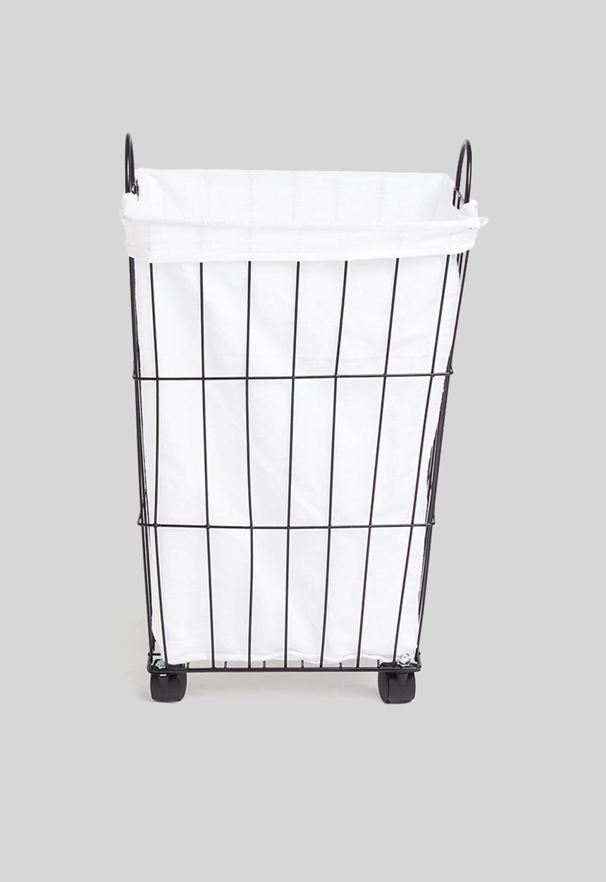H&S - Metal laundry basket - black & white