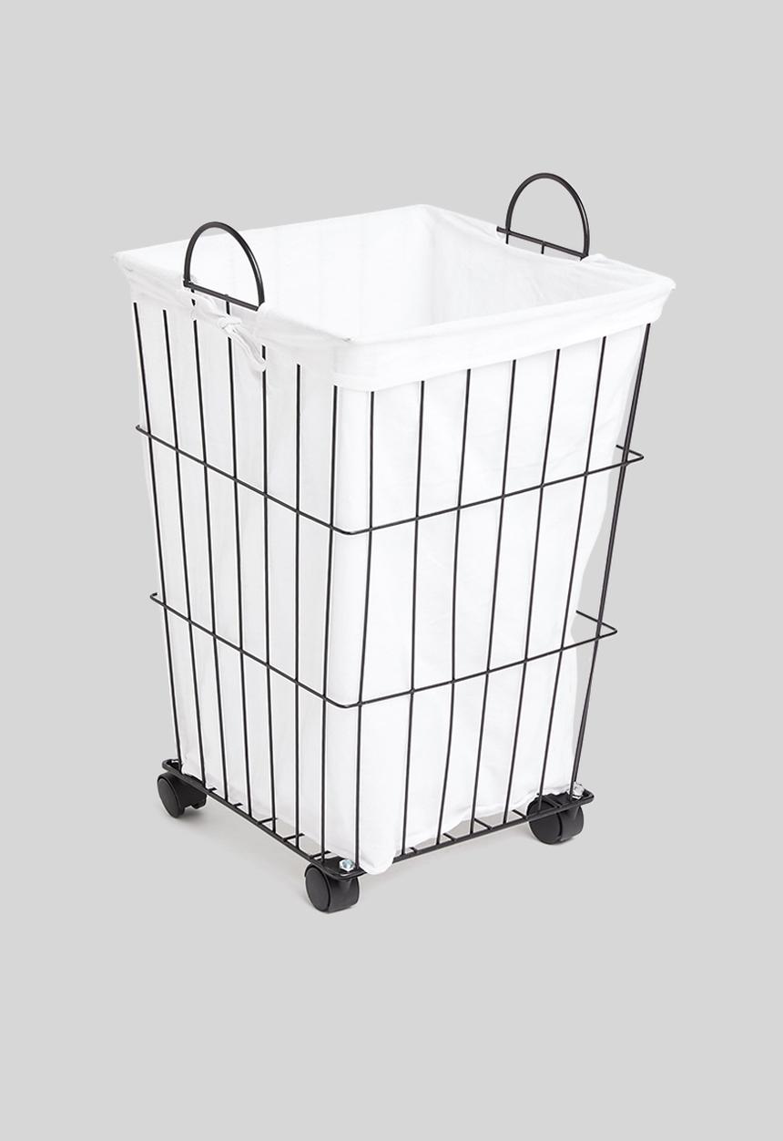 H&S - Metal laundry basket - black & white