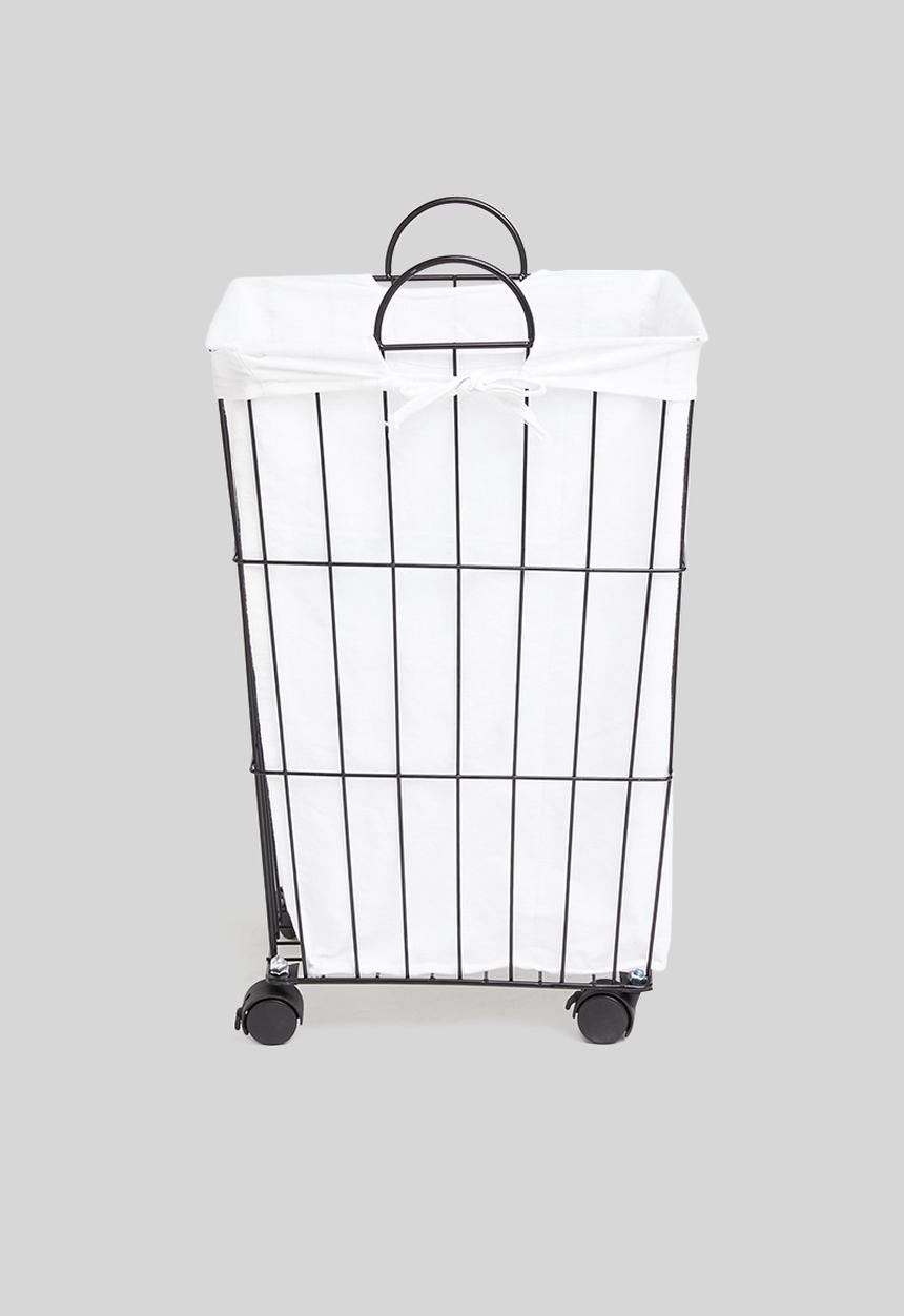H&S - Metal laundry basket - black & white