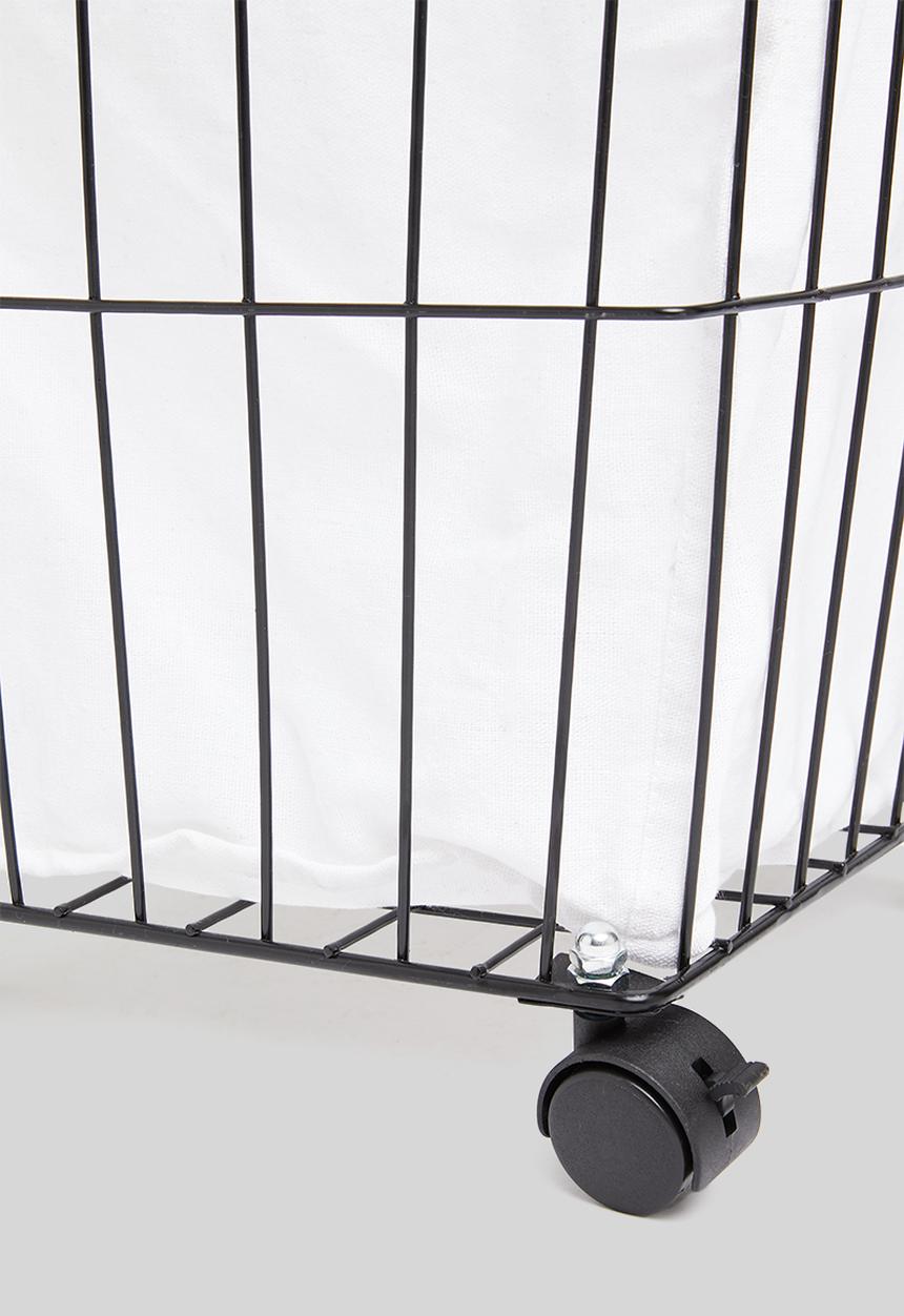 H&S - Metal laundry basket - black & white