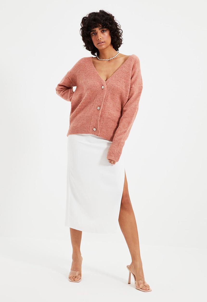 Trendyol - Button detail knit cardigan - rose