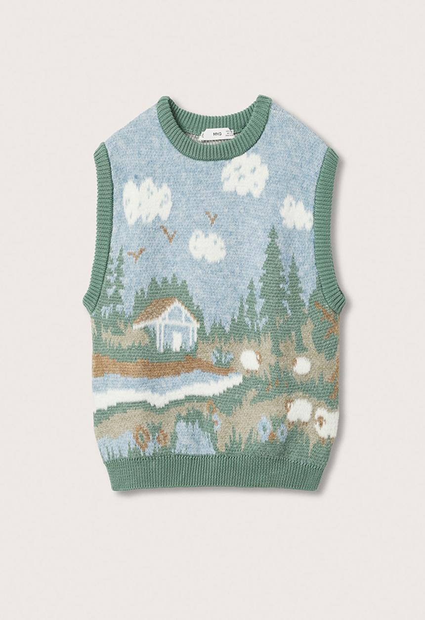 MANGO - Waistcoat farm - light pastel blue