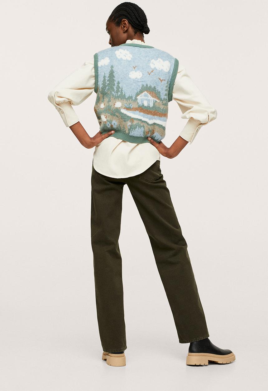 MANGO - Waistcoat farm - light pastel blue