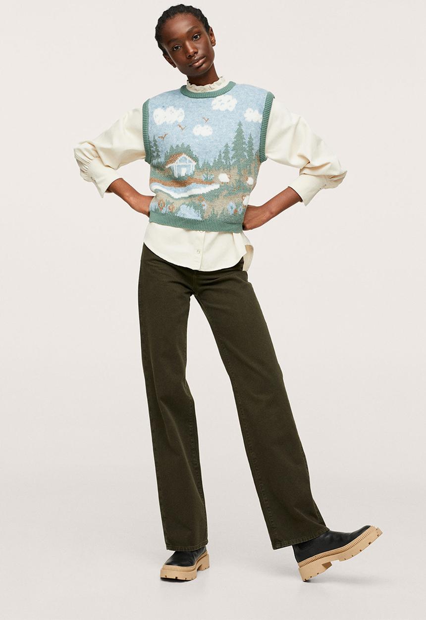 MANGO - Waistcoat farm - light pastel blue