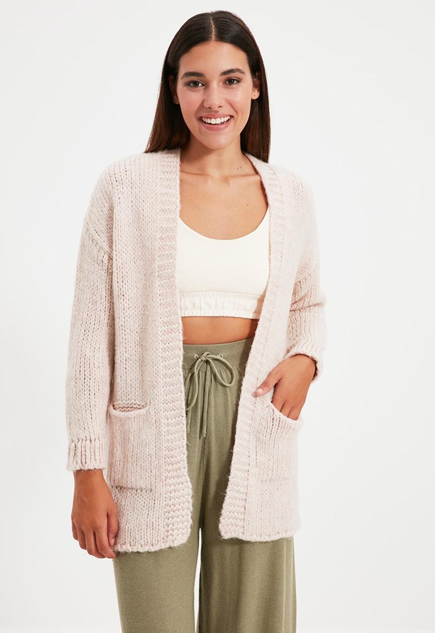 Trendyol - Pocket detailed knit cardigan - stone
