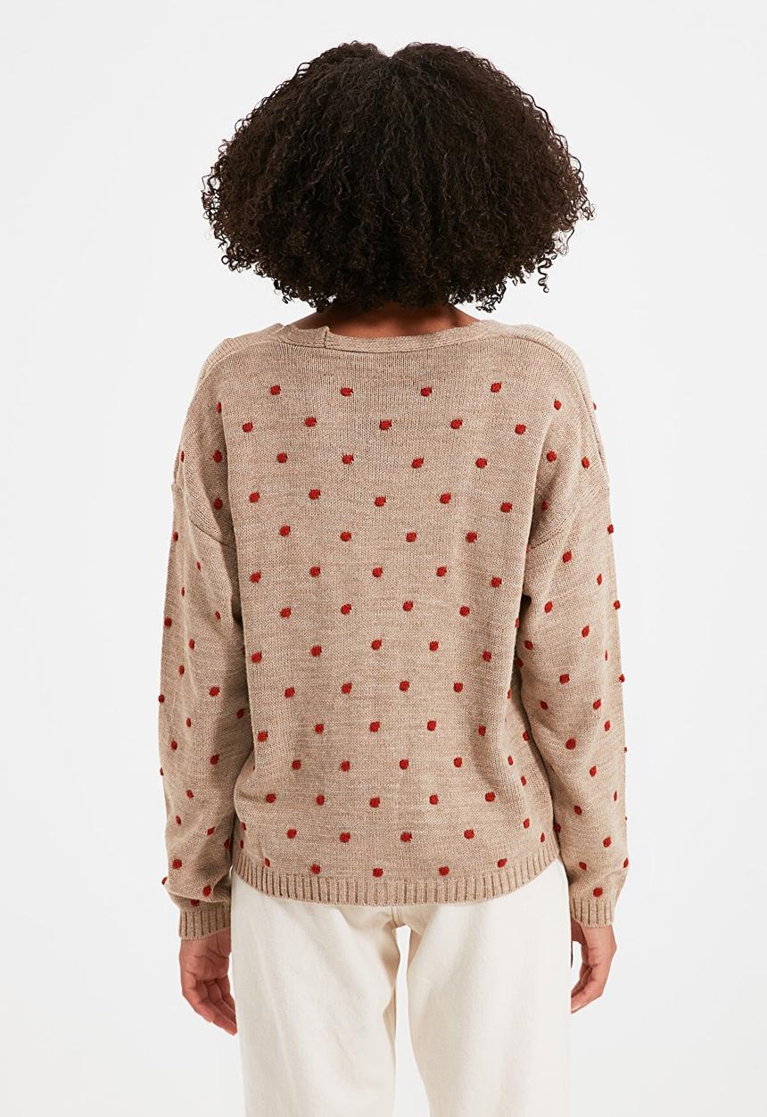 Trendyol - Pompom detailed knit cardigan - beige