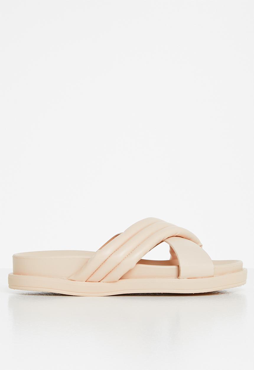 Jada - Padded cross strap slide - beige