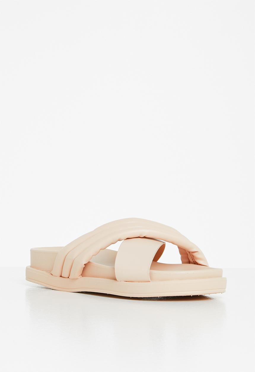 Jada - Padded cross strap slide - beige