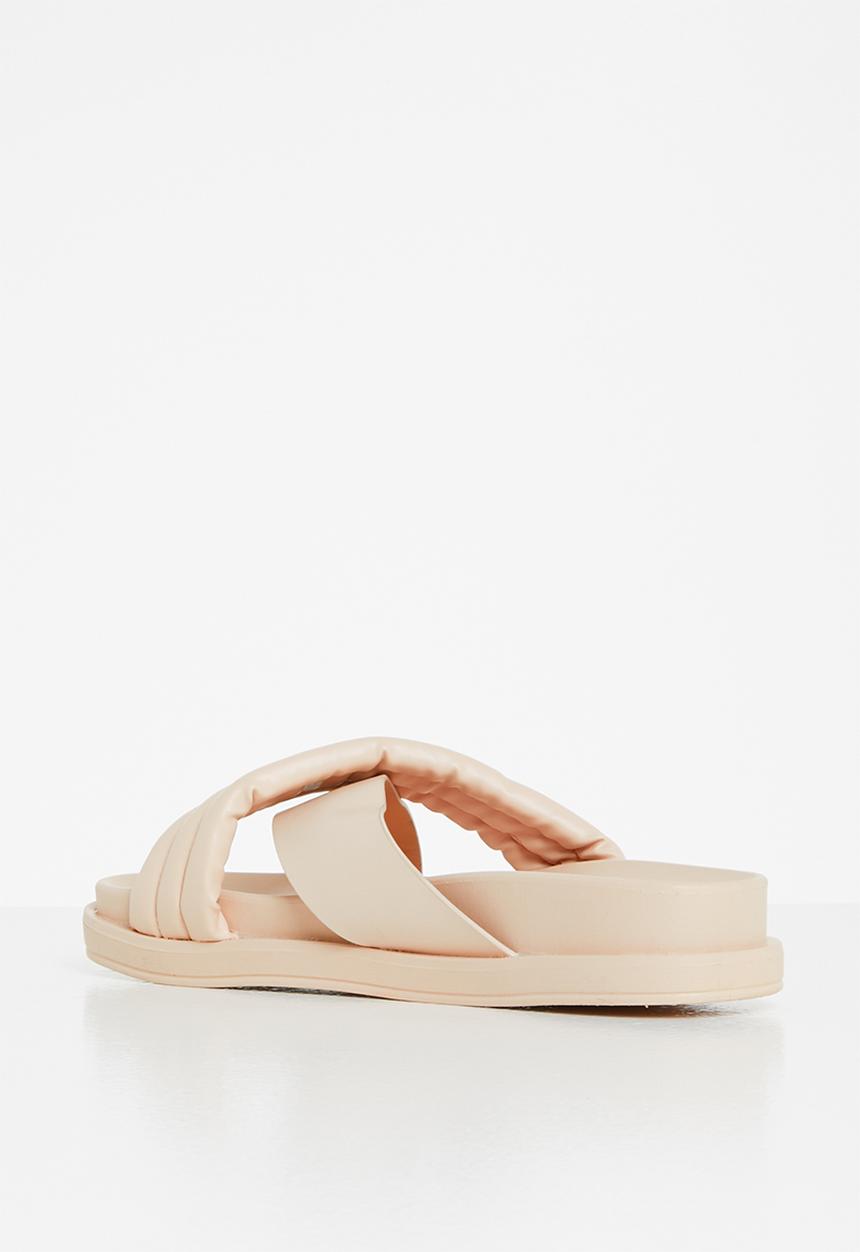 Jada - Padded cross strap slide - beige