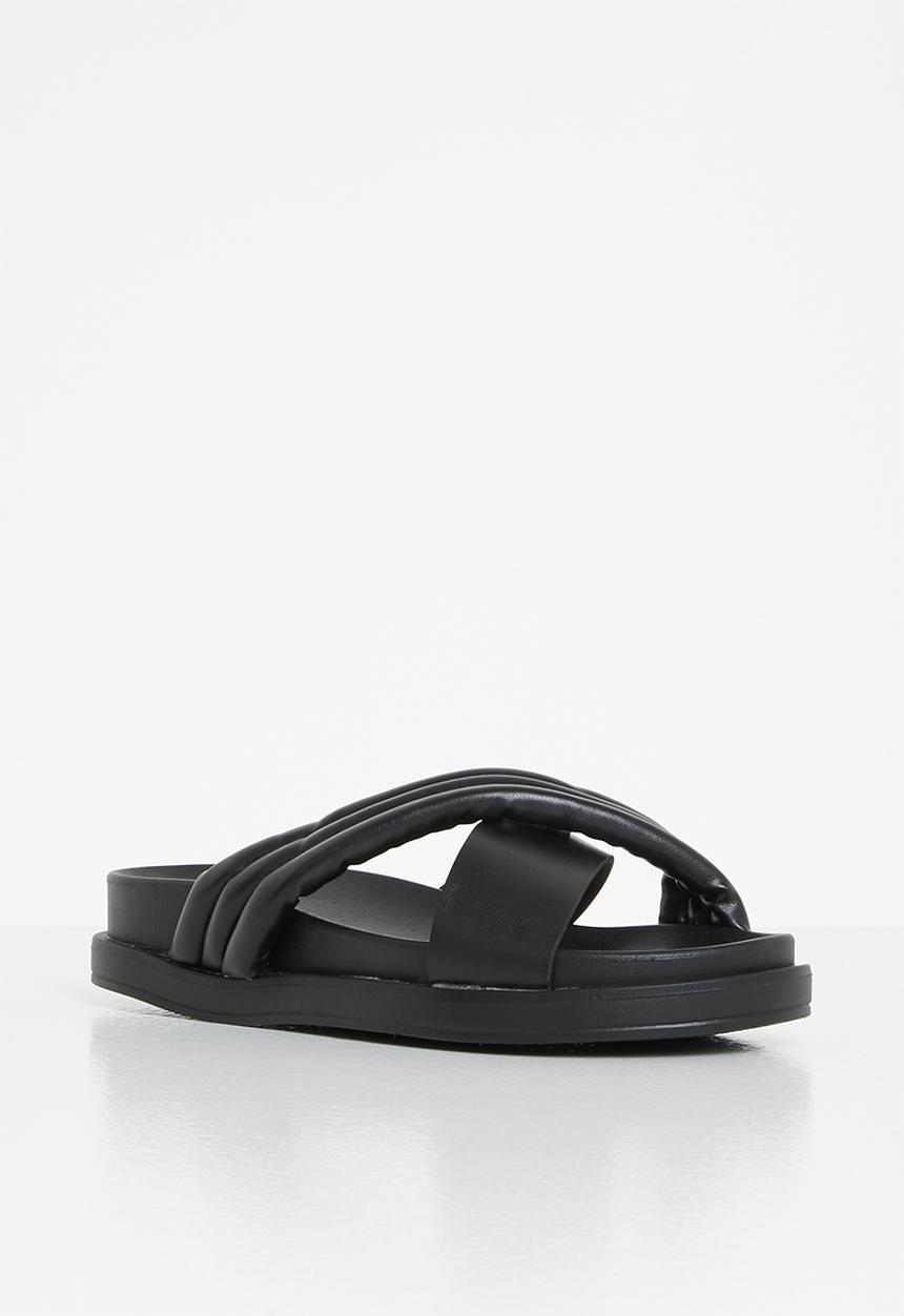 Jada - Padded cross strap slide - black