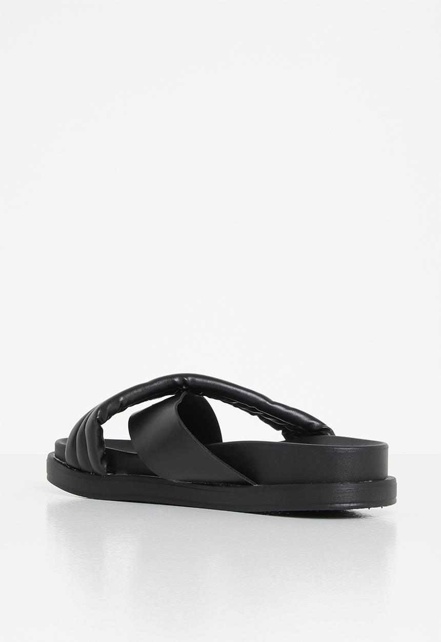 Jada - Padded cross strap slide - black