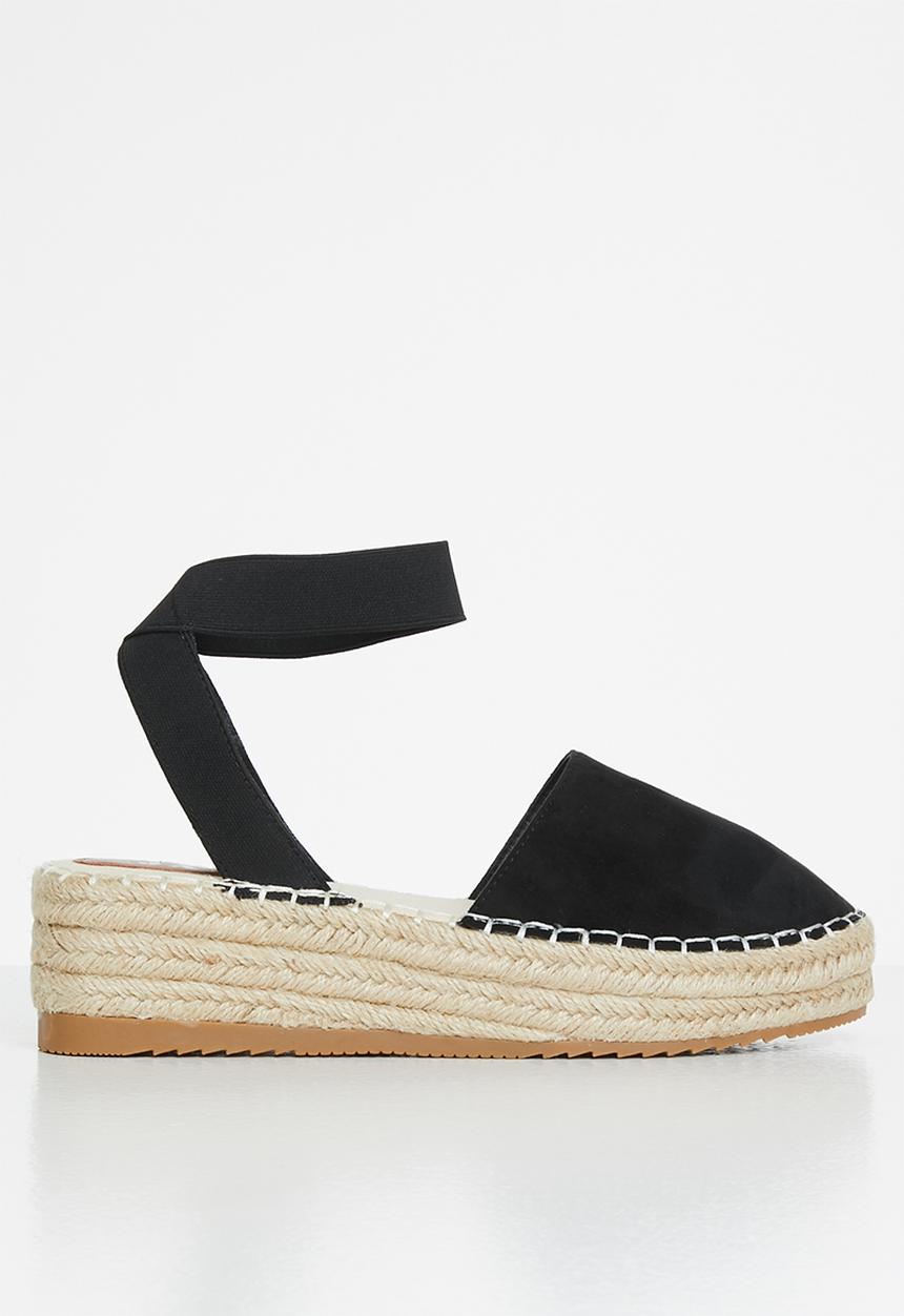 Jada - Ankle strap flatform espadrille - black