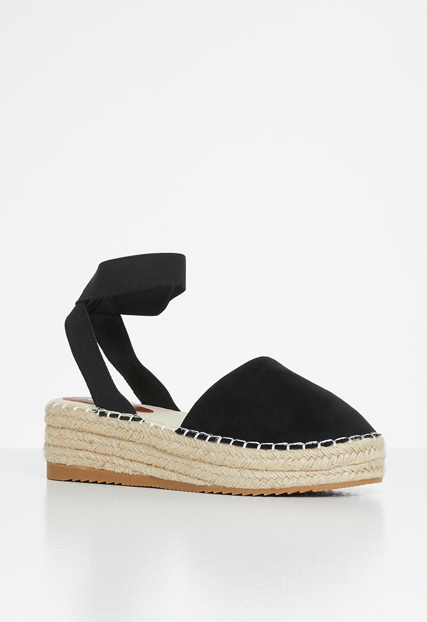 Jada - Ankle strap flatform espadrille - black