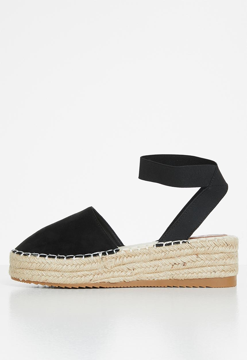 Jada - Ankle strap flatform espadrille - black
