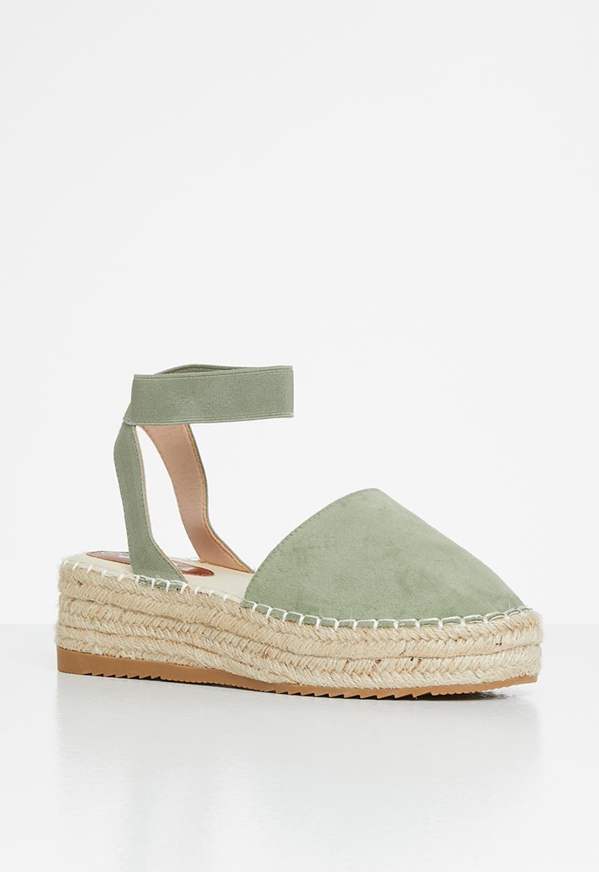 Jada - Ankle strap flatform espadrille - sage