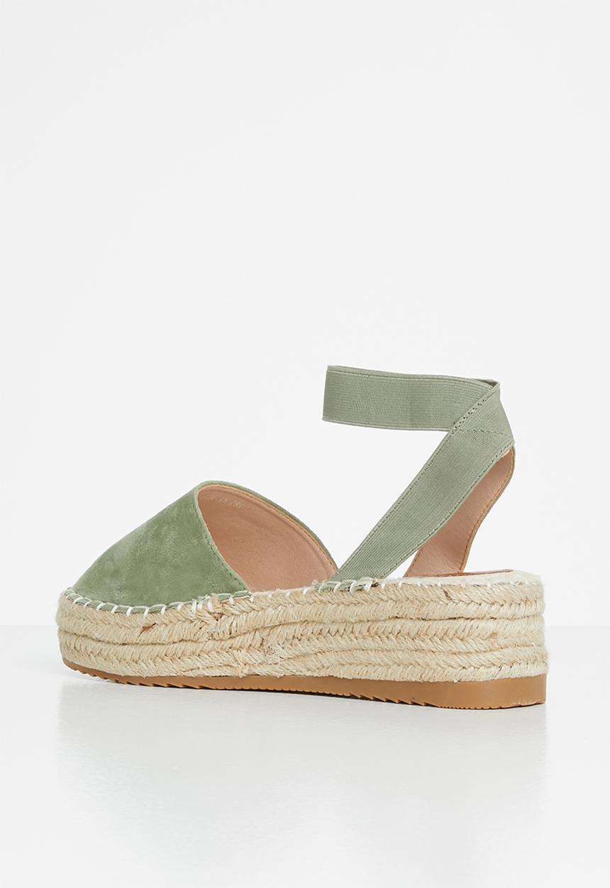 Jada - Ankle strap flatform espadrille - sage