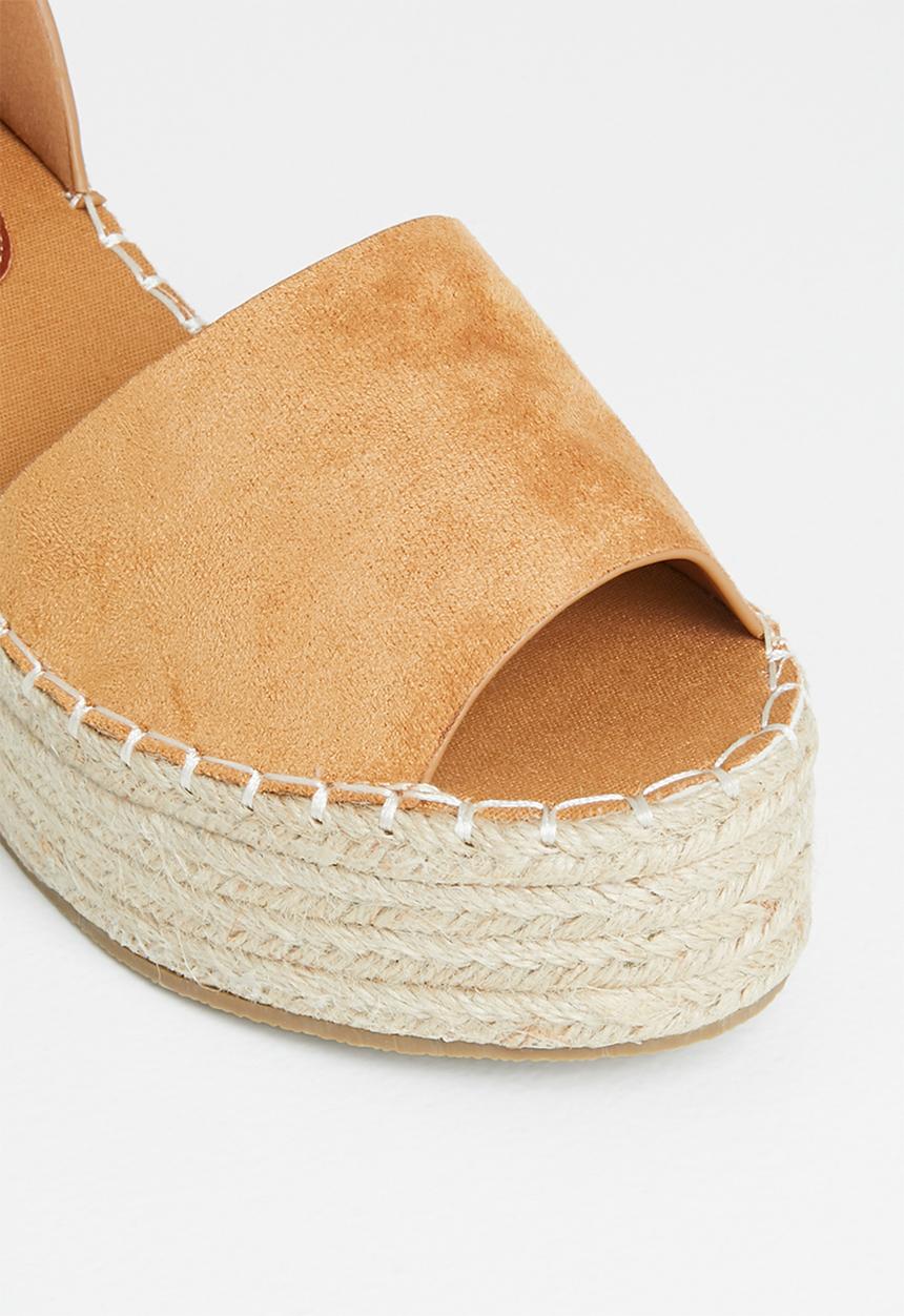 Jada - Ankle strap espadrille wedge heel - tan