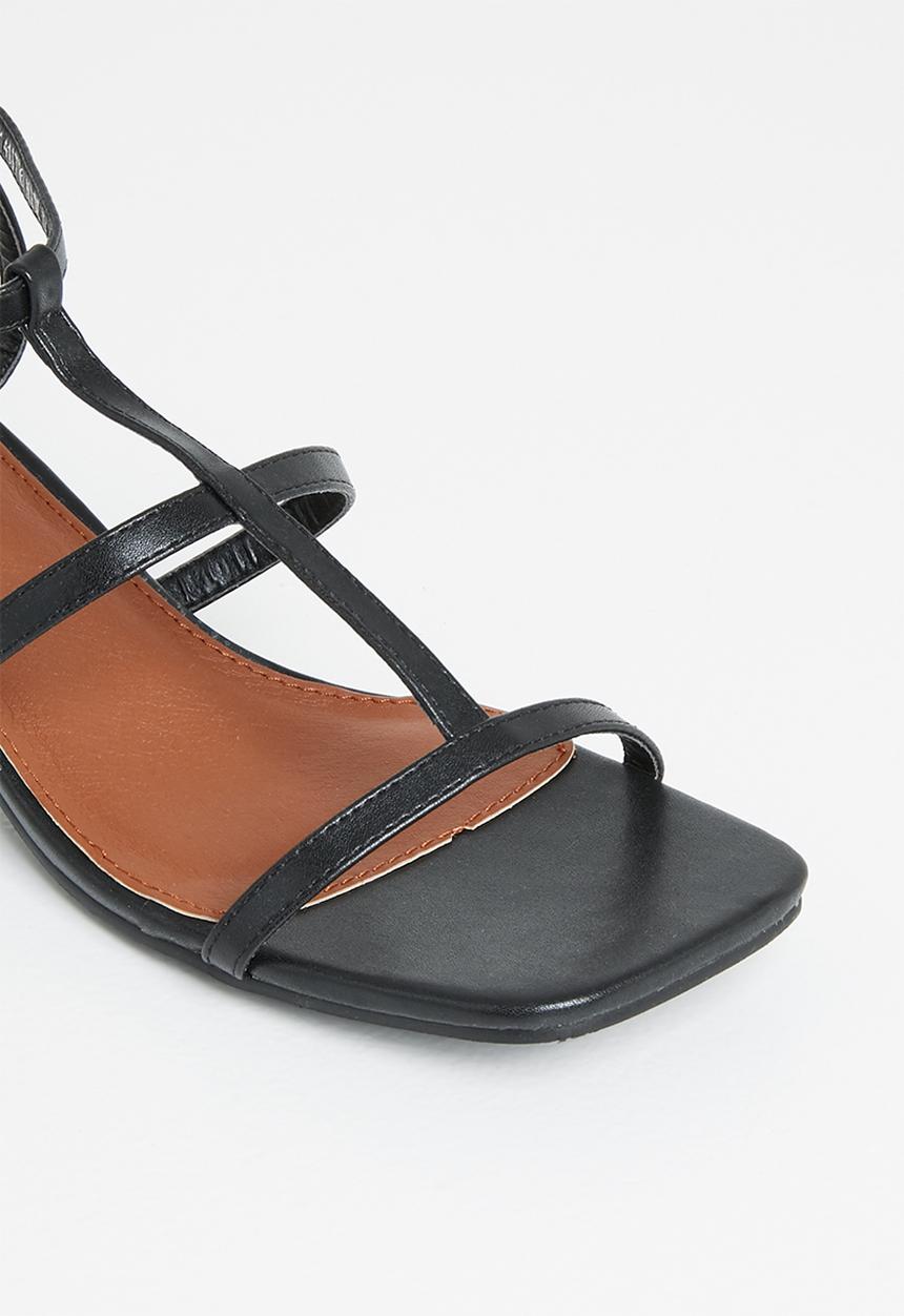 Jada - Caged square toe stacked heel - black