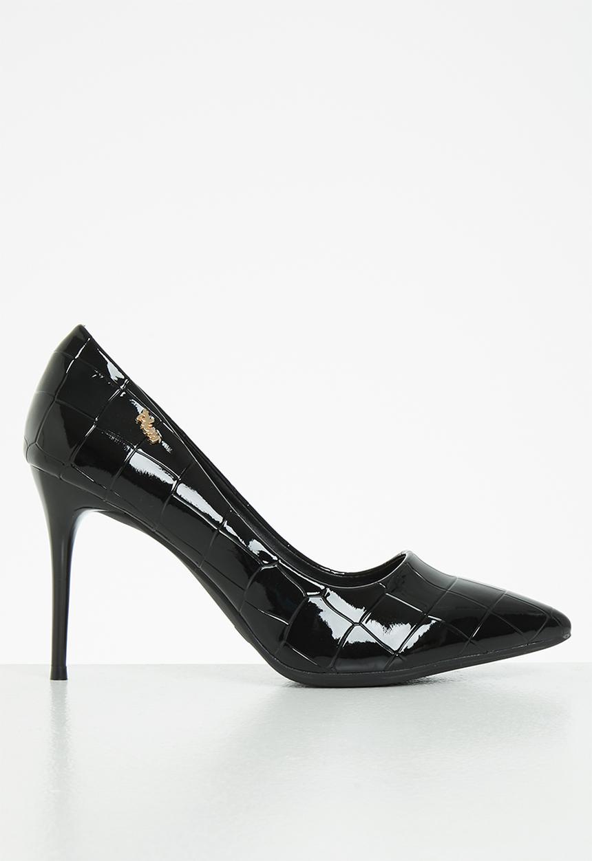 Plum - Callie stiletto court heel - black