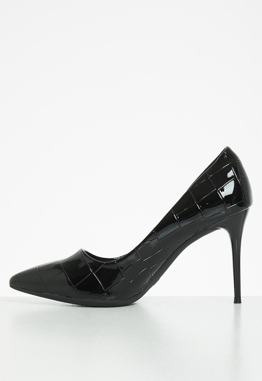 Plum - Callie stiletto court heel - black