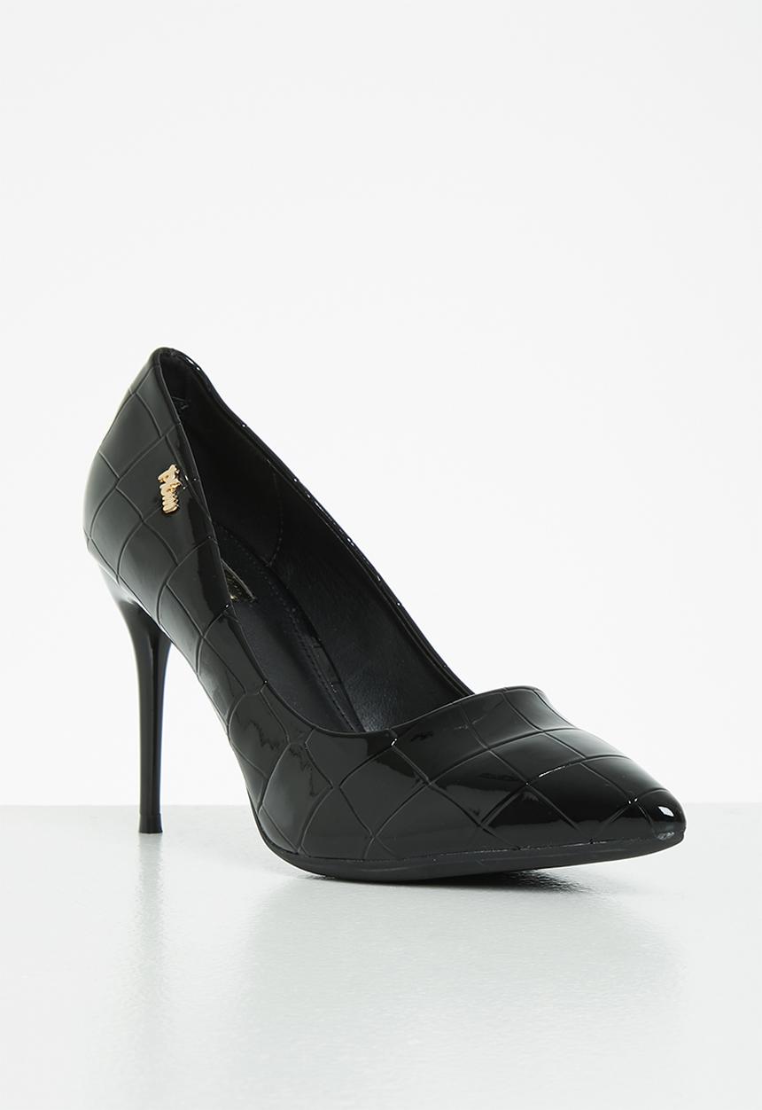 Plum - Callie stiletto court heel - black