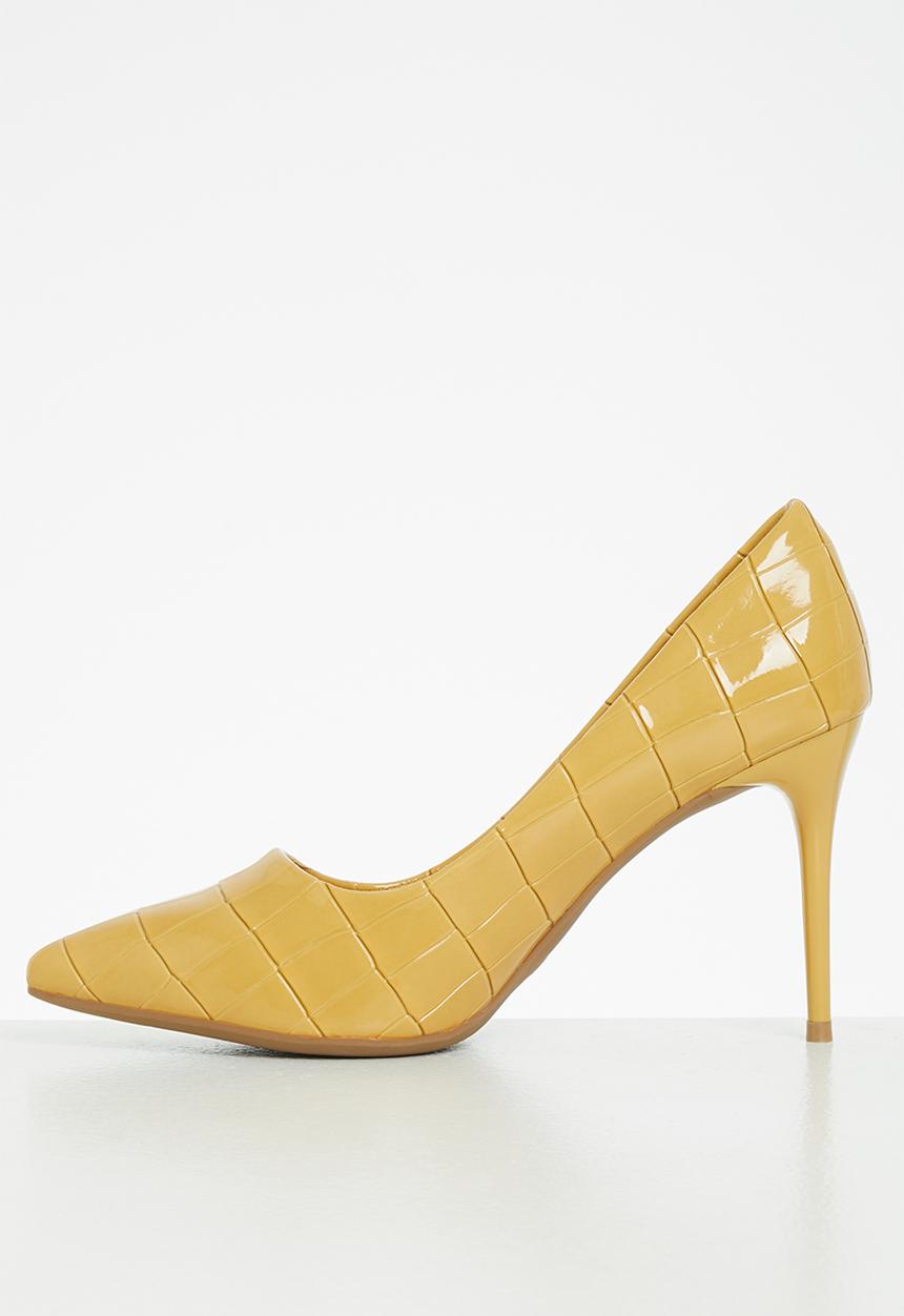 Plum - Callie stiletto court heel - mustard