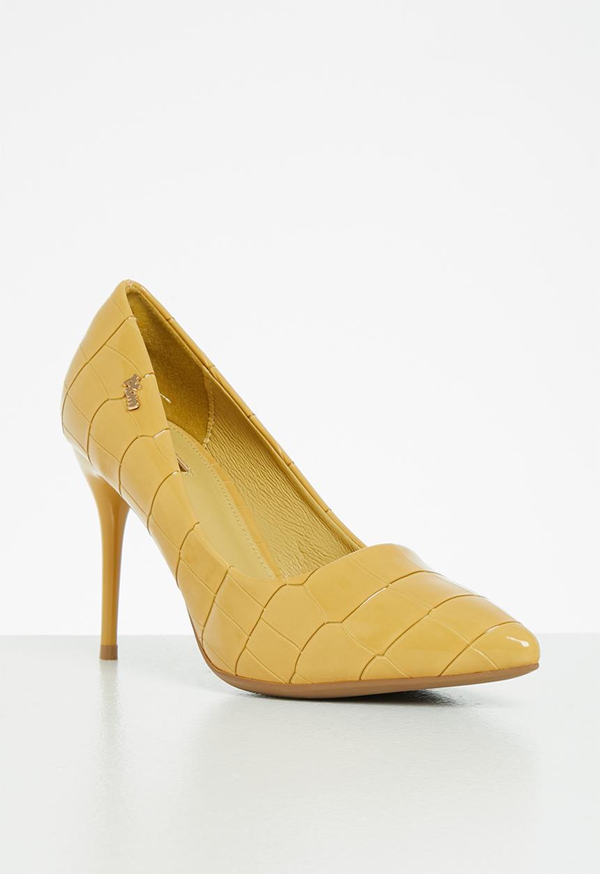 Plum - Callie stiletto court heel - mustard