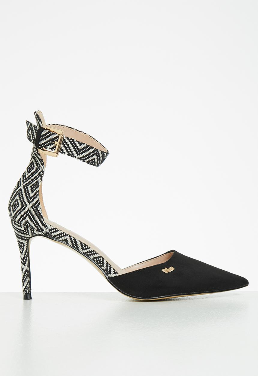 Plum - Aznec ankle strap court heel - black