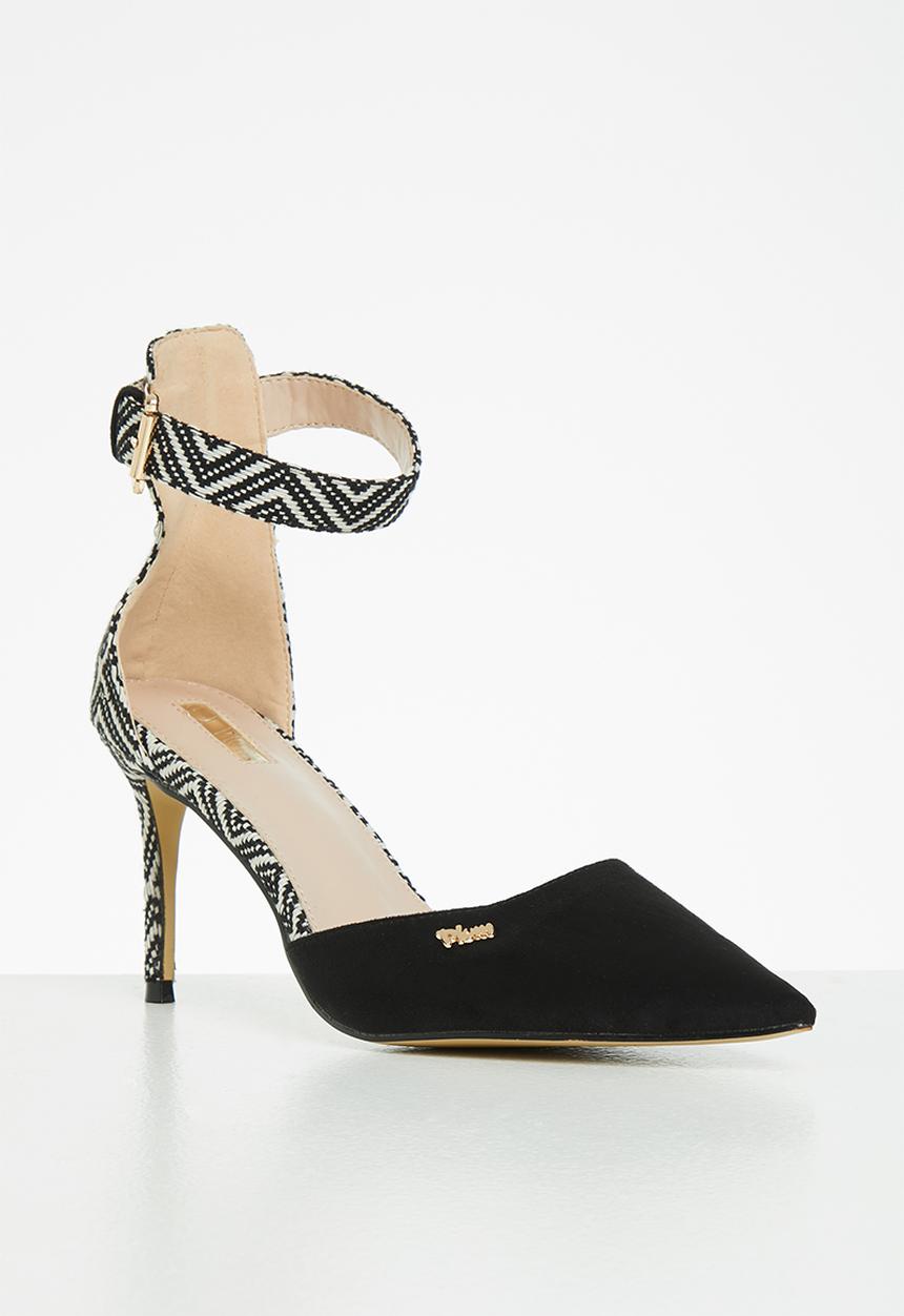 Plum - Aznec ankle strap court heel - black