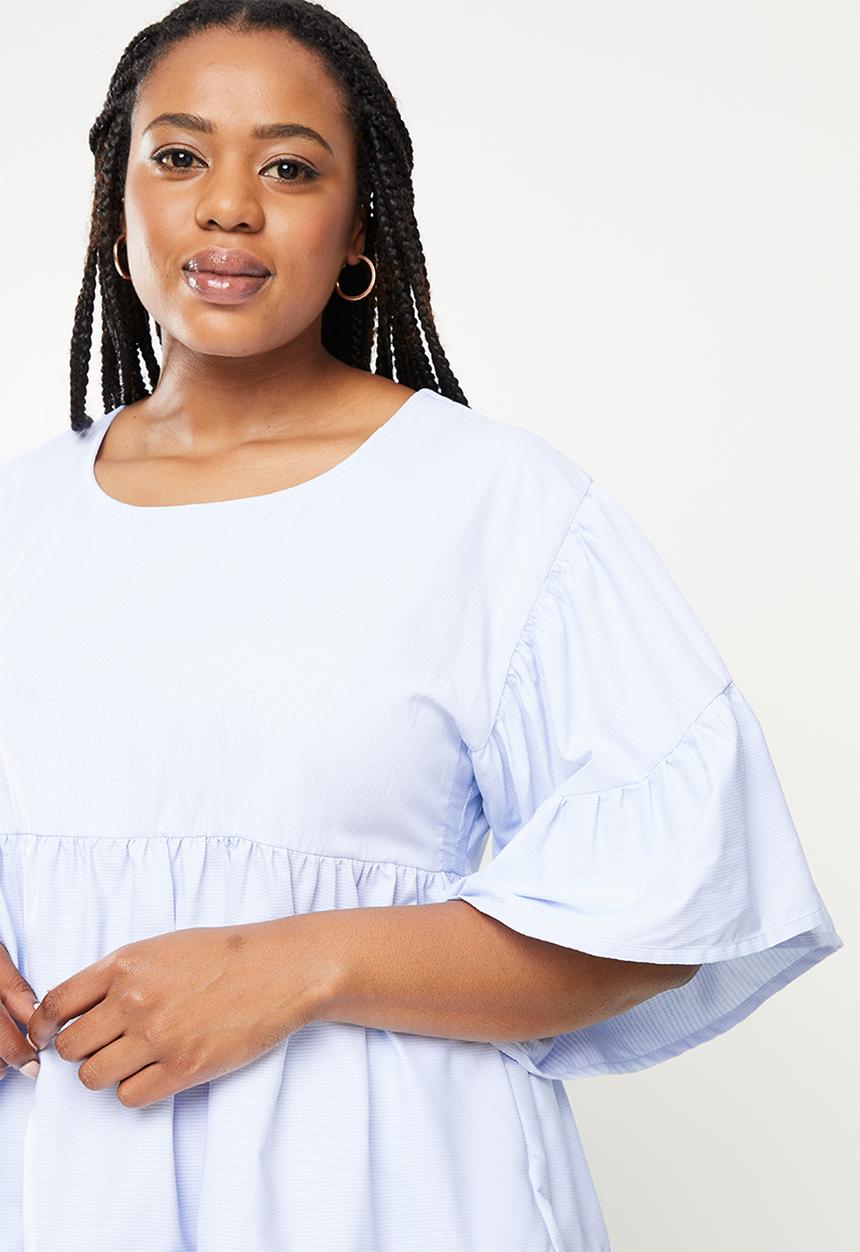 AMANDA LAIRD CHERRY - Plus tete dress -  pale blue dobby shirting