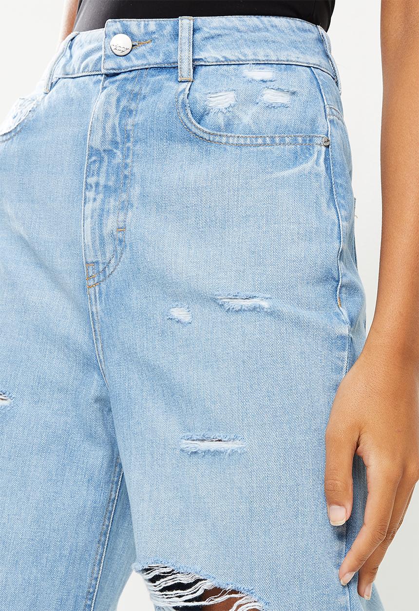 SISSY BOY - Super high rise wide leg with rips - light vintage