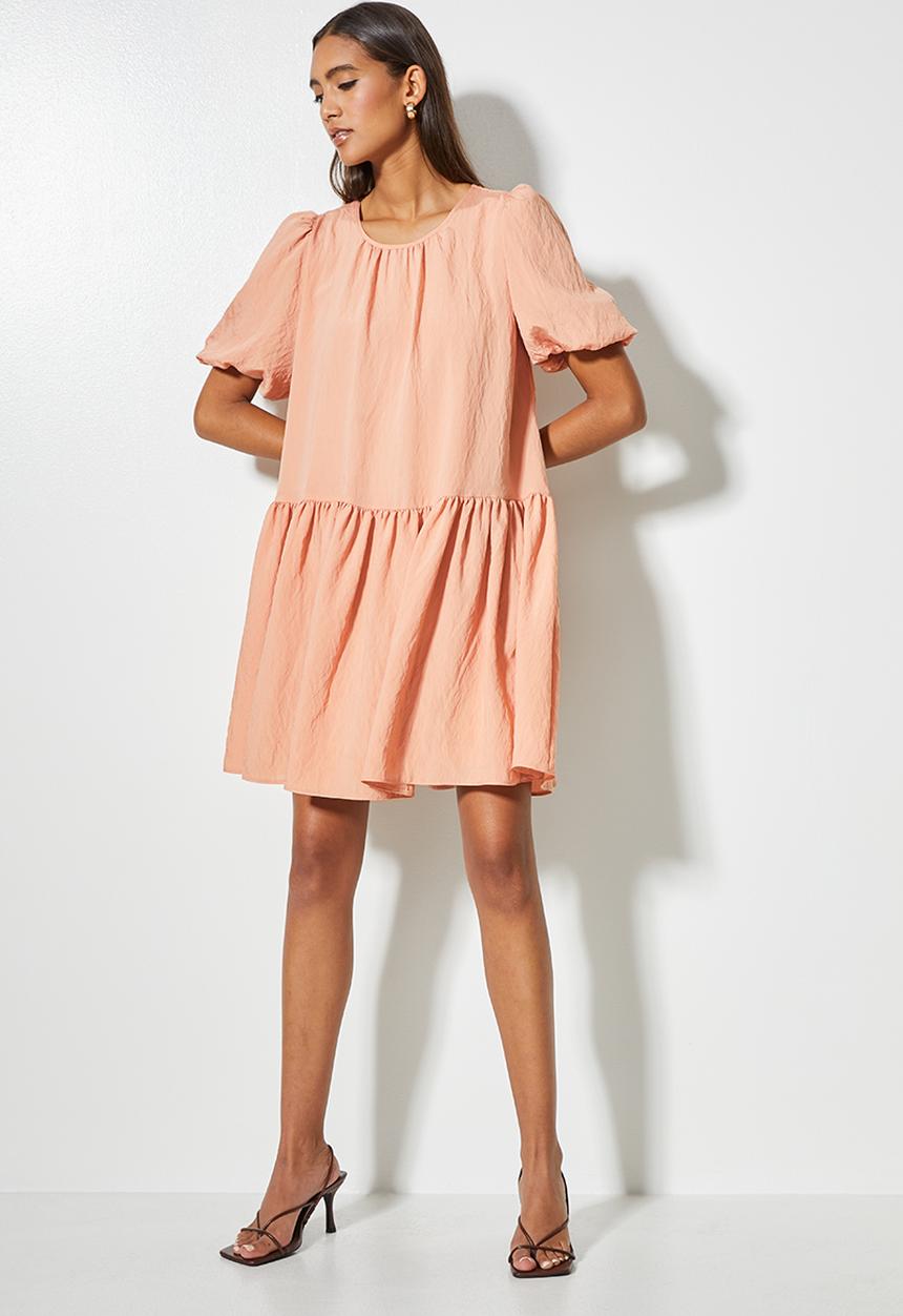 VELVET - Voluminous tiered mini dress - nude1