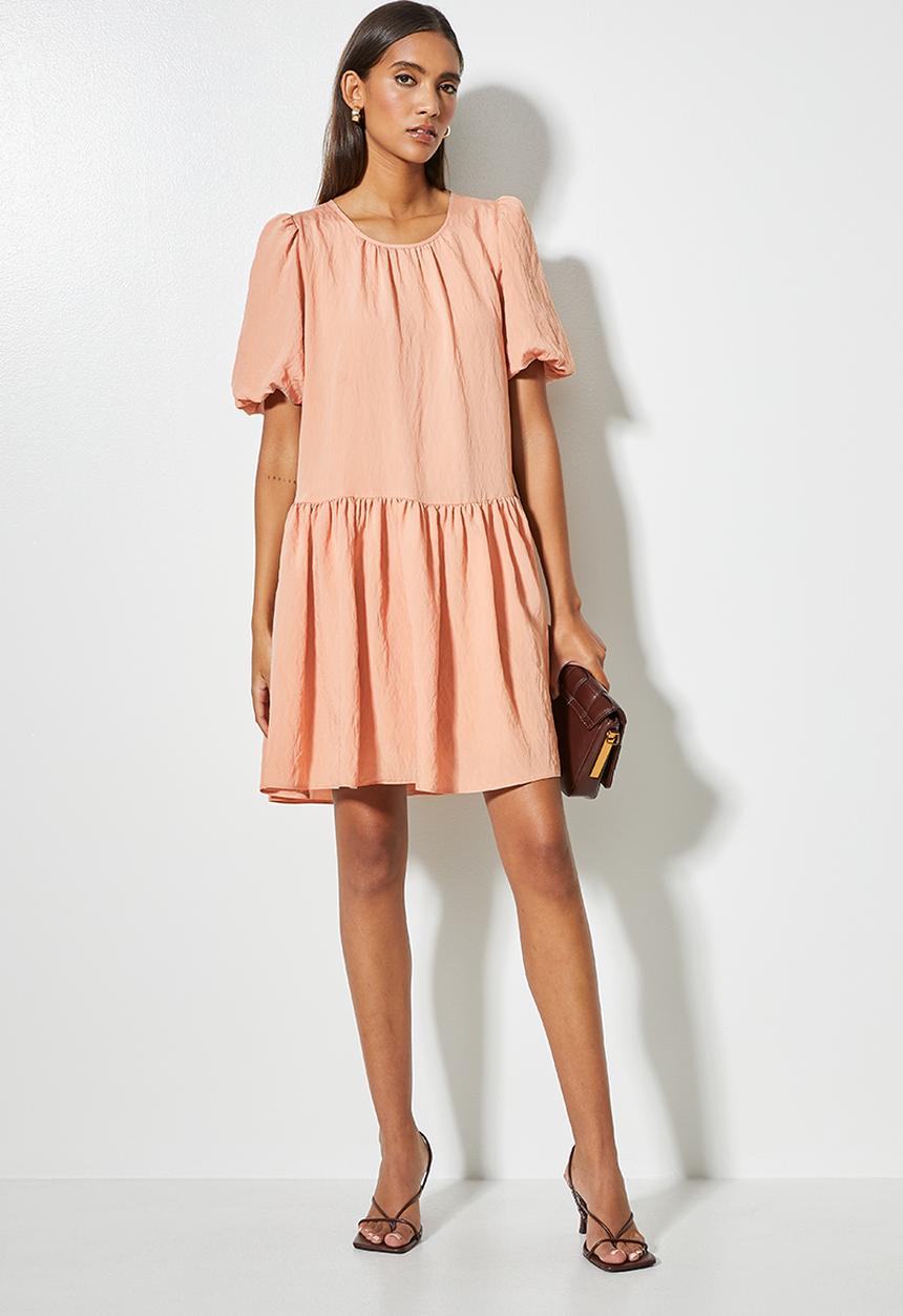 VELVET - Voluminous tiered mini dress - nude1