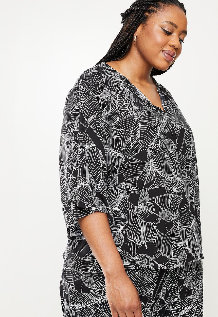 AMANDA LAIRD CHERRY - Plus mashai top -  black & white 