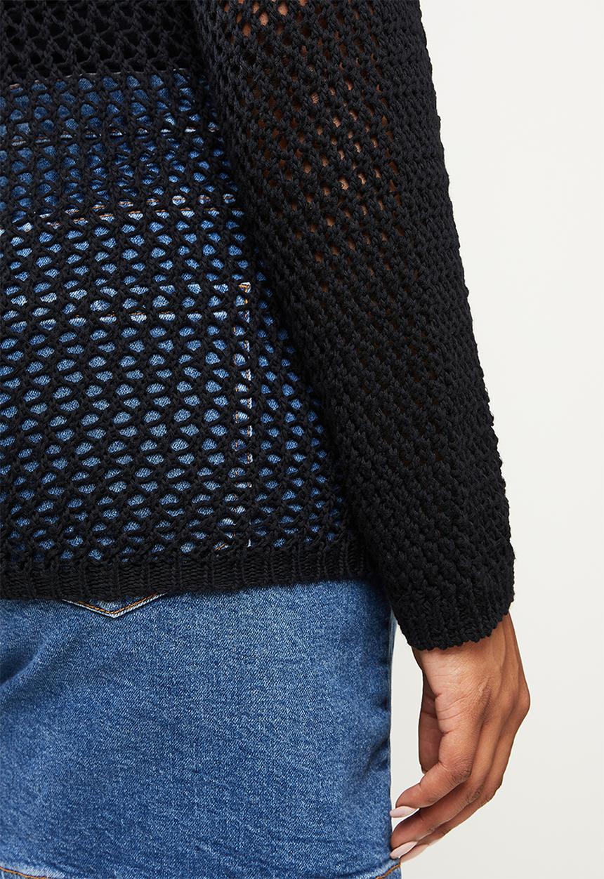 Me&B - Plus fish net summer jersey - black