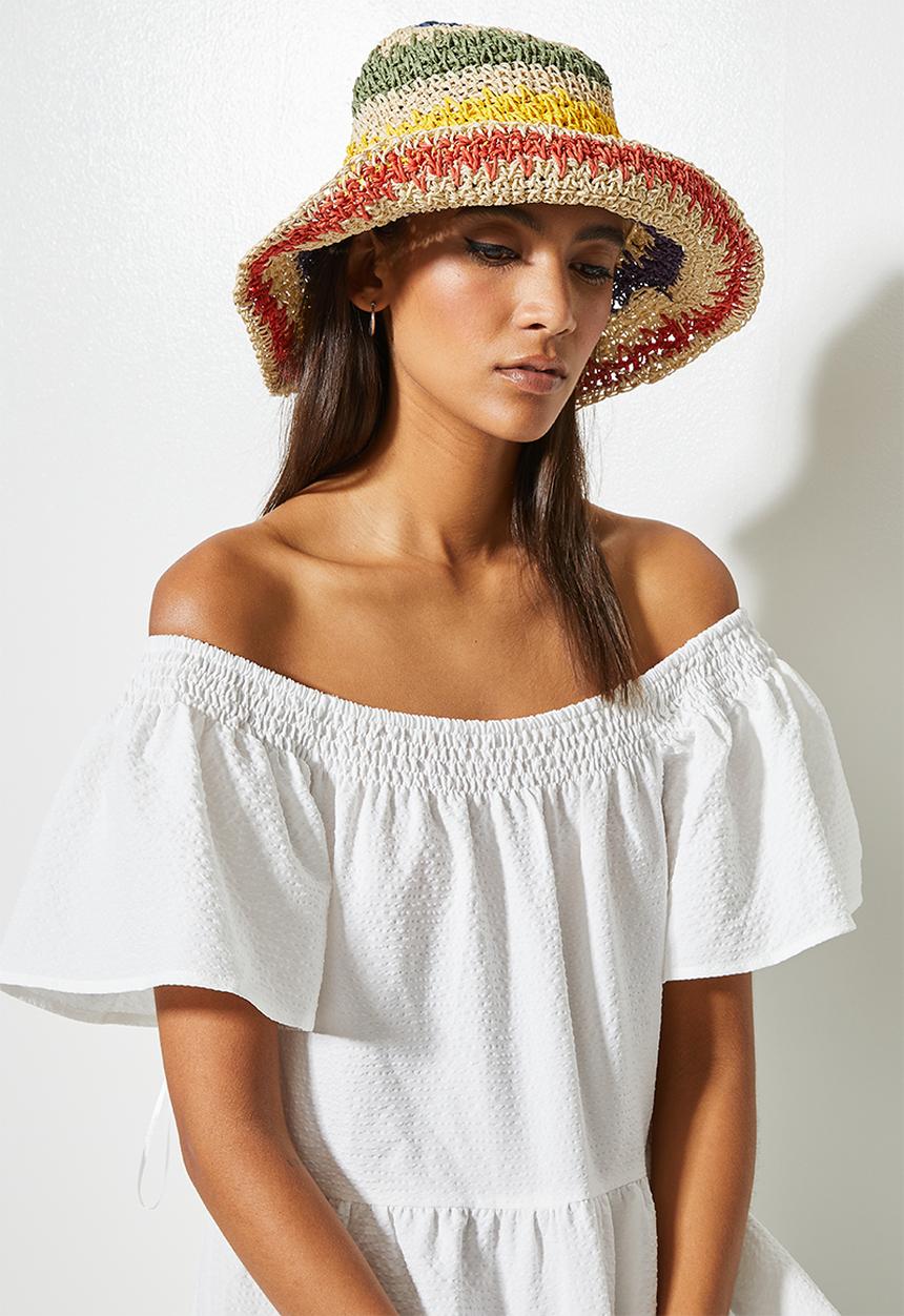 Superbalist - Multistripe crochet bucket hat - natural 