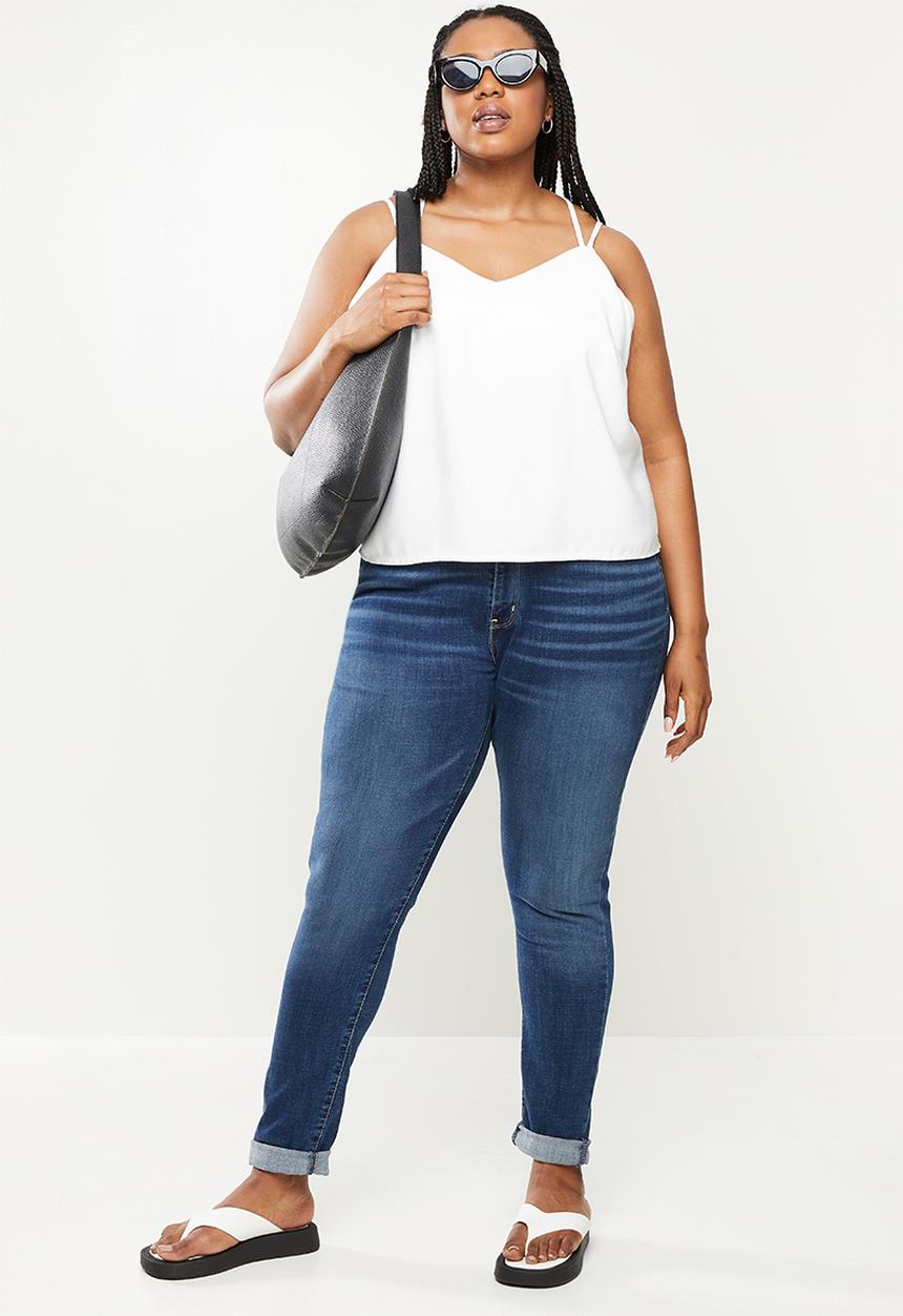 Me&B - Plus spaghetti strap cami with bust support - milk