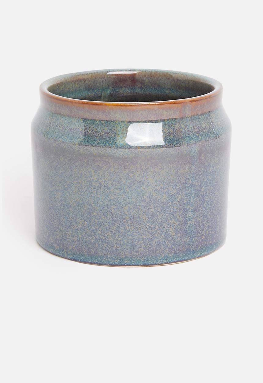 H&S - Lip porcelain reactive glaze pot - green