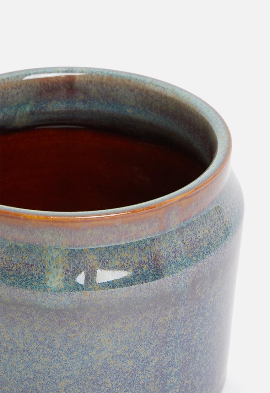 H&S - Lip porcelain reactive glaze pot - green