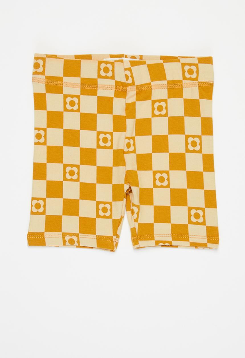 Cotton On - Hailey bike short - tumeric latte/coogee checkerboard